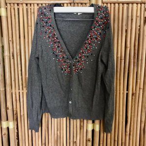 Moth for Anthropologie French knotted gray cardigan